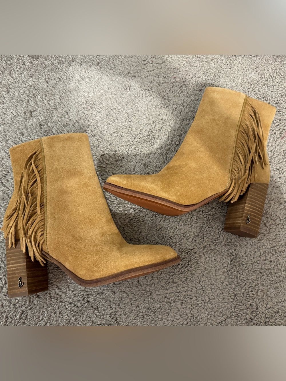 Pretty Sam Edelman size 7 camel suede fringe Ona booties new - Picture 5 of 6